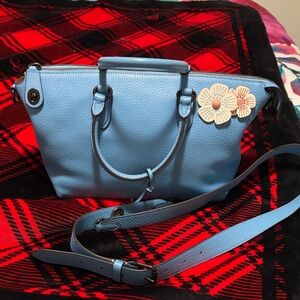 Coach Blue Crossbody Bag with Floral Accent added